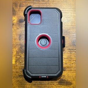 “iPhone 11 Rugged Case w/ Belt Clip – Black with Red Lining”